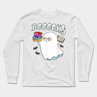 Cute Boo Read More Books Ghost Teacher Librarian Reading Long Sleeve T-Shirt